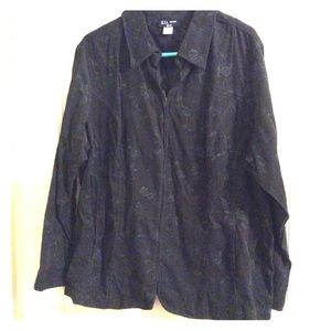 DFA NY Woman 2X green floral corduroy jacket